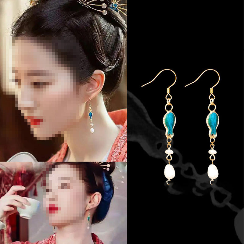 Ancient Style Earrings Chinese Style Song Dynasty Ear Jewelry Pearl
